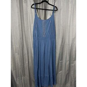 VTG Old Navy Maxi Dress Women 2XL Blue Lace Spaghetti Strap Western Cowgirl Boho